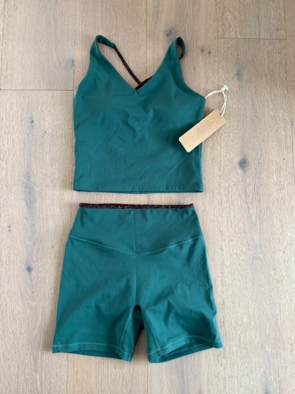 Acta Wear Two-Piece Athletic Set - Crop Tank & High-Waist Shorts